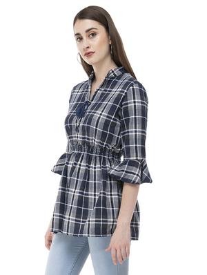 tassel tie up ruched peplum top - 16695774 - Standard Image - 2