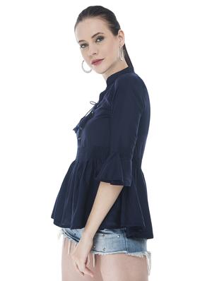 tassel tie up smocked peplum top - 16695776 - Standard Image - 2