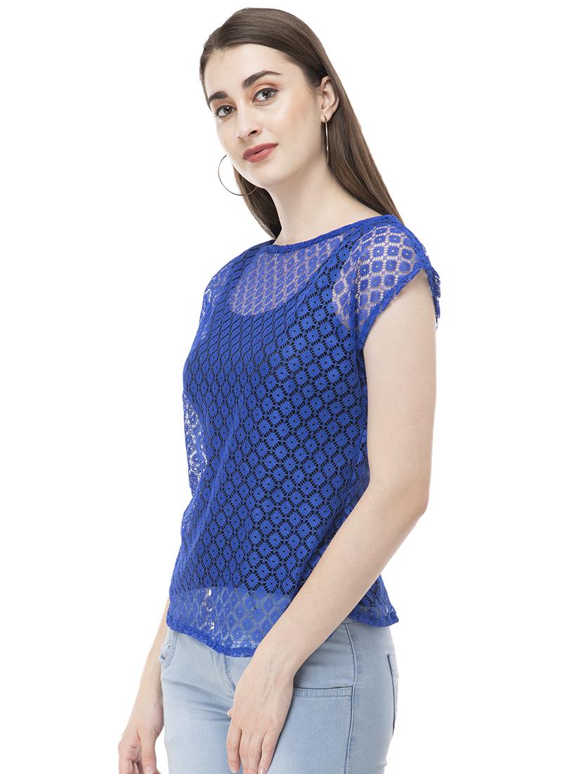 boat neck floral laced top - 16695800 - Zoom Image - 2