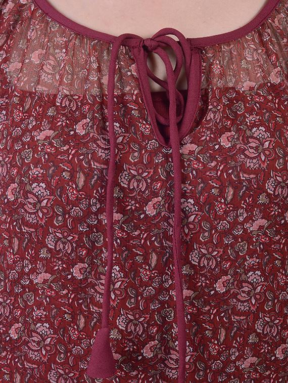 tie up neck floral blouson top - 16695813 - Zoom Image - 5