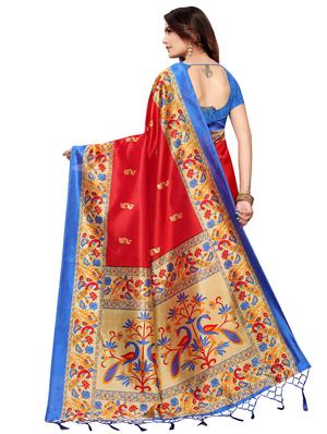 conversational bordered saree with blouse - 16695846 - Standard Image - 2