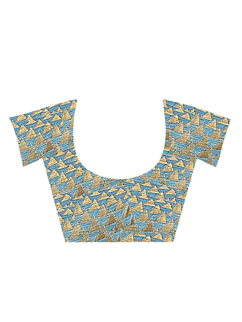 printed woven saree with blouse - 16696183 - Zoom Image - 2