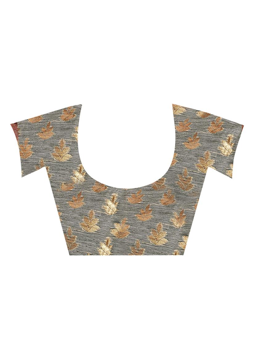 printed woven saree with blouse - 16696192 - Zoom Image - 2