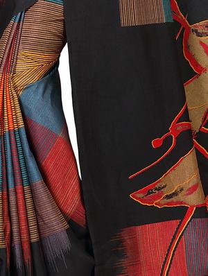 checkered printed saree with blouse - 16696636 - Standard Image - 2