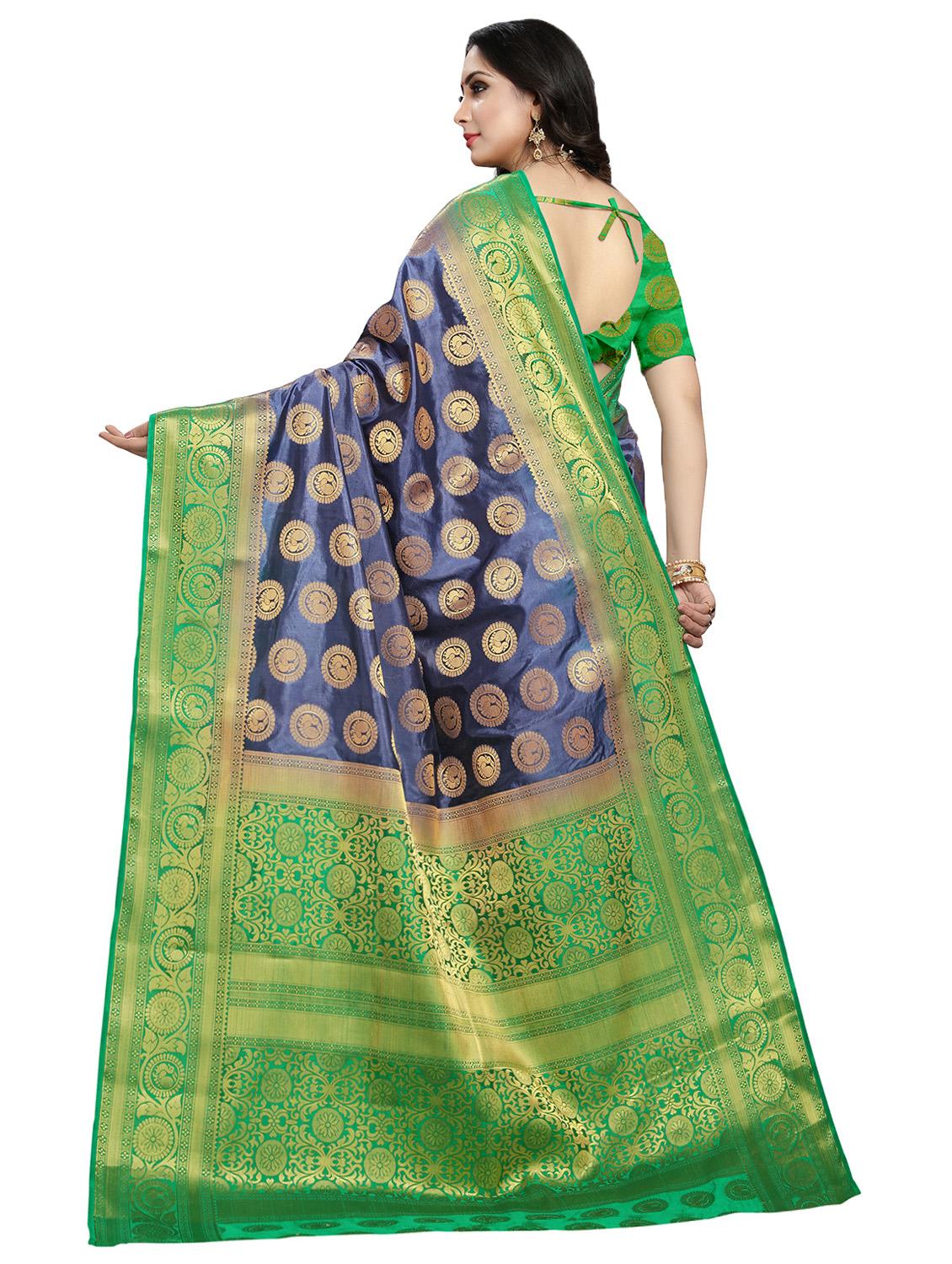 conversational kanjivaram saree with blouse - 16696668 - Zoom Image - 2
