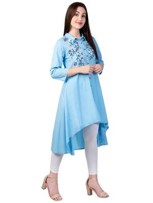embroidered high-low kurta - 16696904 - Standard Image - 2