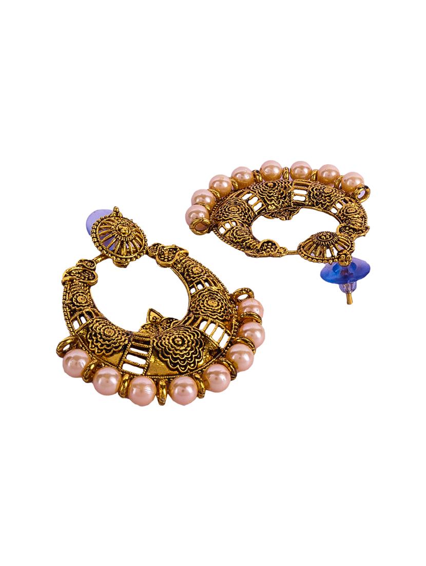 pink gold plated drop earring - 16697546 - Zoom Image - 2