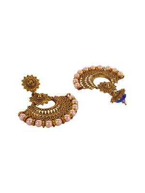 pink gold plated drop earring - 16697548 - Standard Image - 2