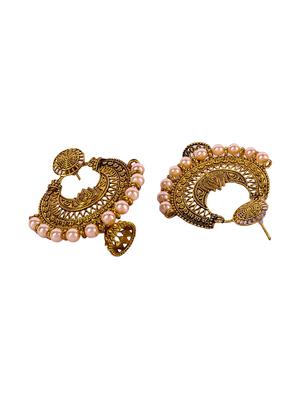 pink gold plated chandballi earring - 16697550 - Standard Image - 2