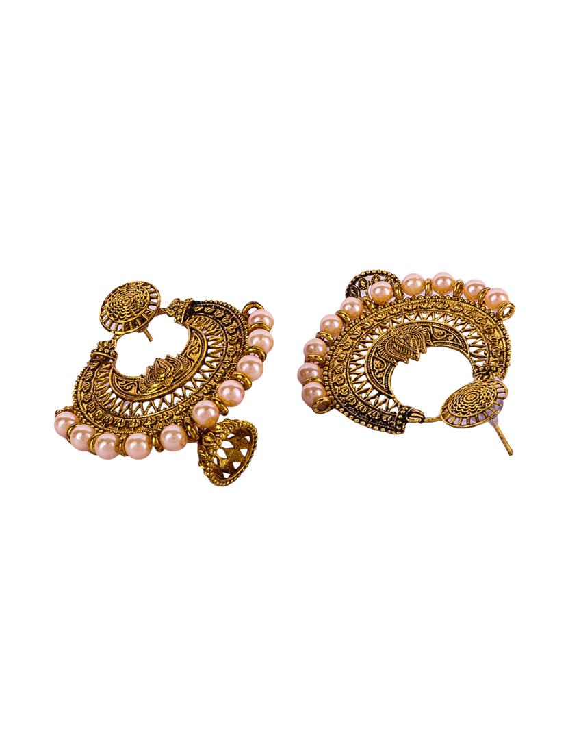 pink gold plated chandballi earring - 16697550 - Zoom Image - 2