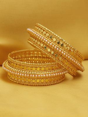 gold pearl gold plated bangle - 16697883 - Standard Image - 2