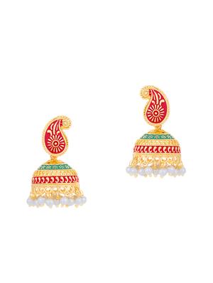 green gold plated jhumka earring - 16698033 - Standard Image - 2