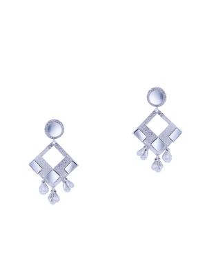 silver plated drop earring - 16698043 - Standard Image - 2