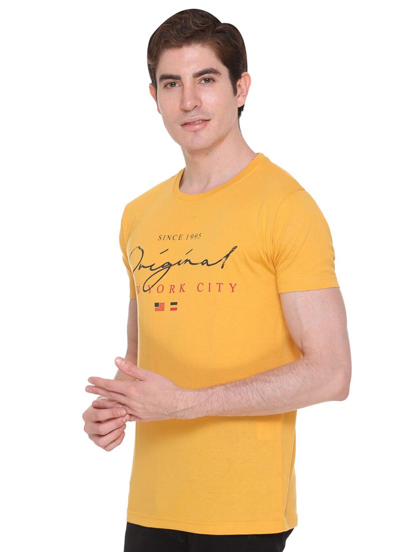 yellow typographic chest print t-shirt - 16698090 - Zoom Image - 2