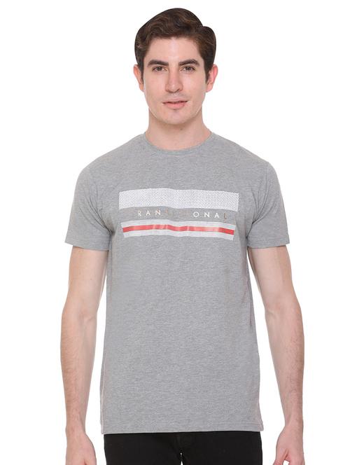 grey chest print t-shirt - 16698104 - Standard Image - 1