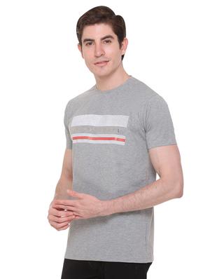 grey chest print t-shirt - 16698104 - Standard Image - 2