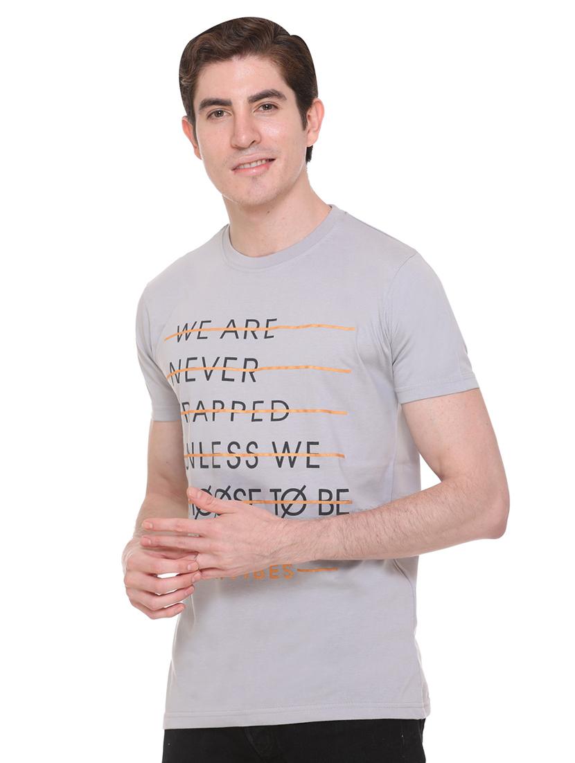 grey typographic chest print t-shirt - 16698118 - Zoom Image - 2