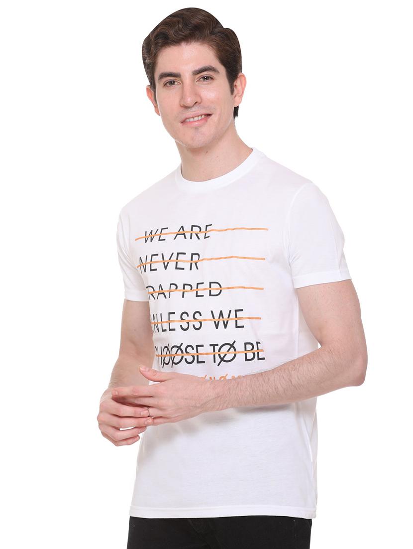 white typographic chest print t-shirt - 16698120 - Zoom Image - 2