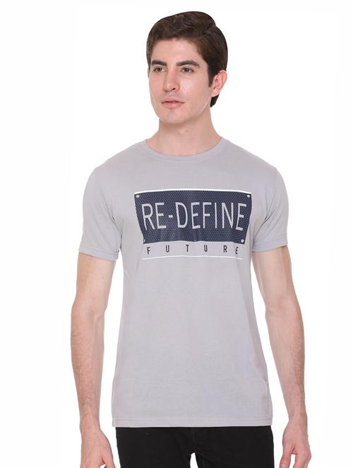 grey typographic chest print t-shirt - 16698130 - Standard Image - 1