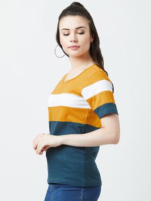round neck color block tee - 16698537 - Standard Image - 2