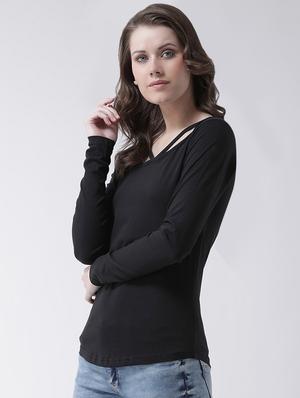 asymmetric neck long sleeved tee - 16698552 - Standard Image - 2