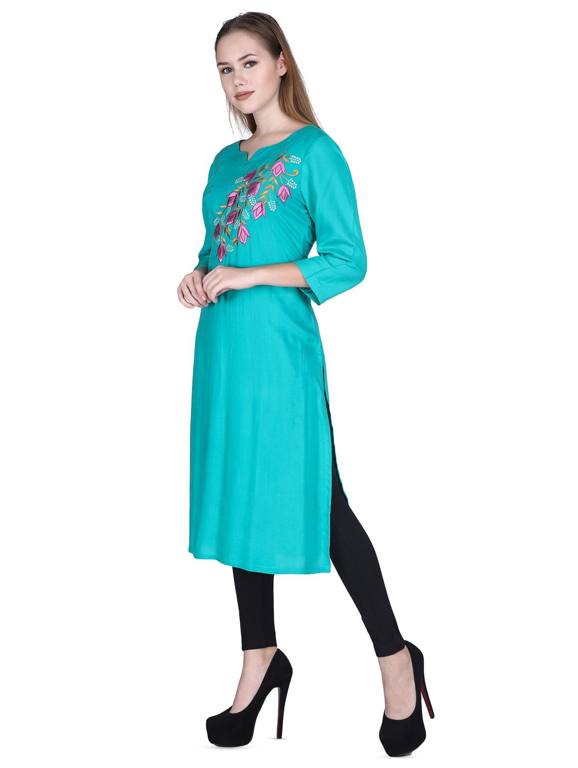 embroidered straight kurta - 16698656 - Zoom Image - 2