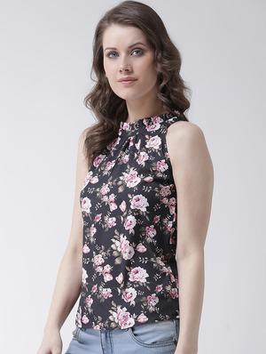 halter neck frill detail floral top - 16698790 - Standard Image - 2
