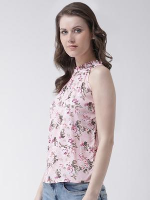 halter neck frill detail floral top - 16698791 - Standard Image - 2