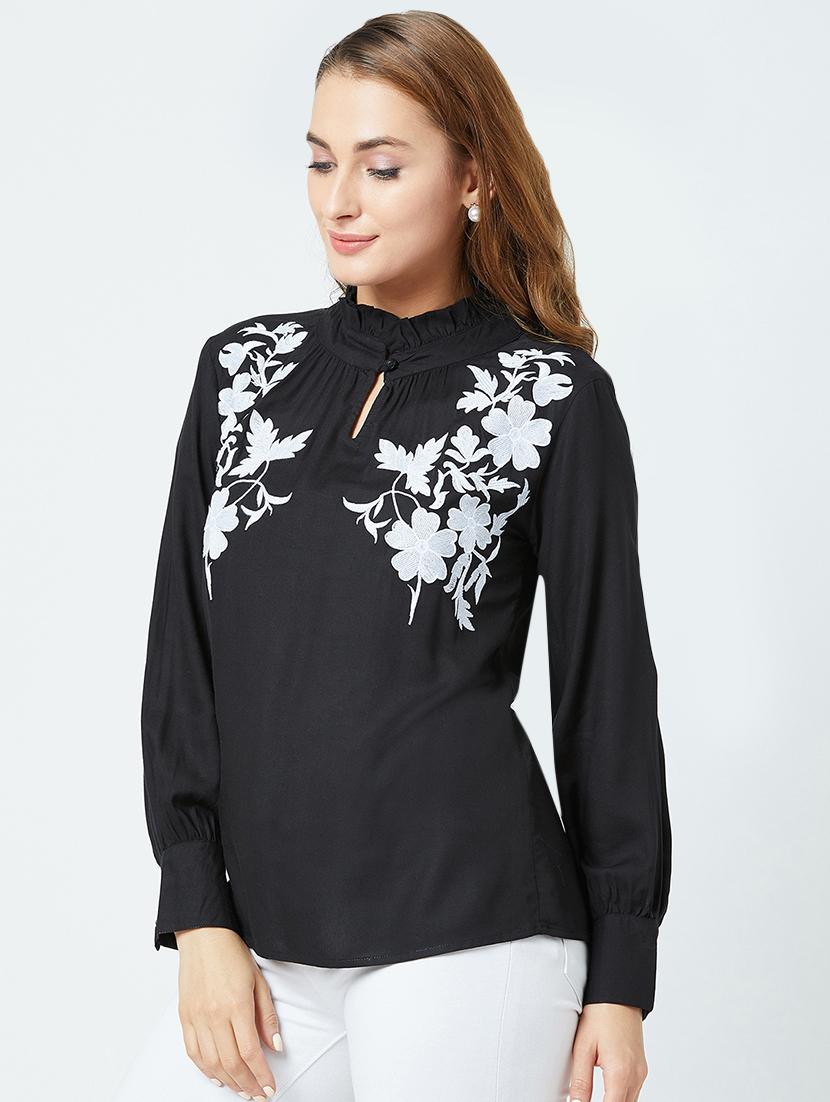 bishop sleeved embroidered detail top - 16698798 - Zoom Image - 2