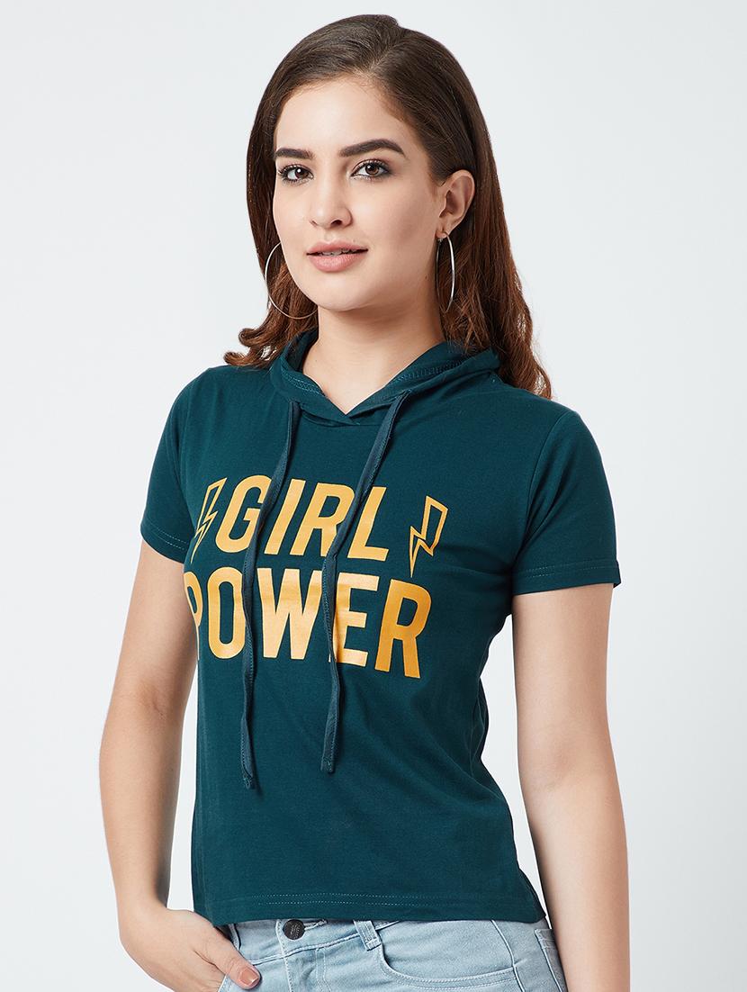 short sleeved quirky text hooded tee - 16699039 - Zoom Image - 2