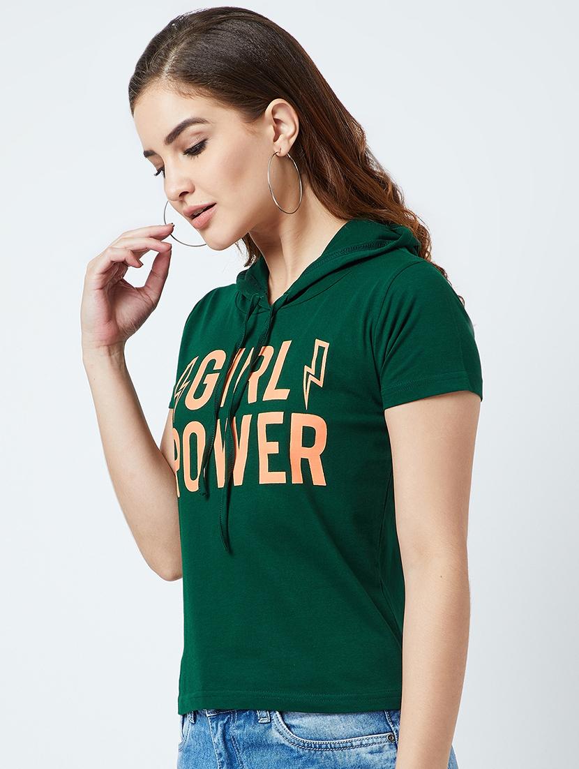short sleeved quirky text hooded tee - 16699041 - Zoom Image - 2