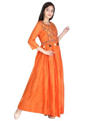 embroidered chanderi flared gown - 16699078 - Standard Image - 2