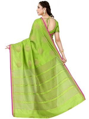 contrast kanjivaram saree with blouse - 16699130 - Standard Image - 2