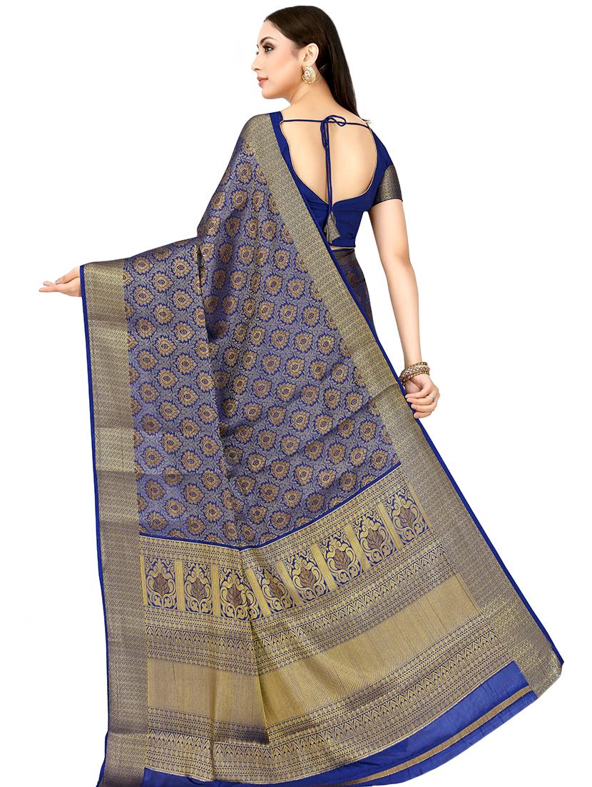 ethnic motif kanjivaram saree with blouse - 16699138 - Zoom Image - 2