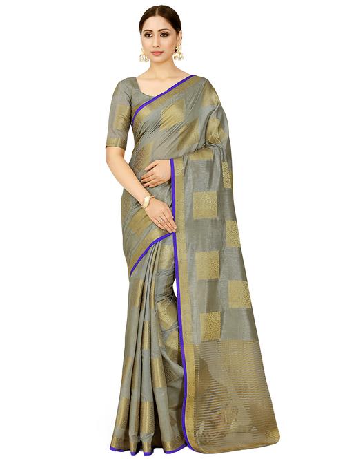 geometrical kanjivaram saree with blouse - 16699158 - Standard Image - 1