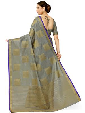geometrical kanjivaram saree with blouse - 16699158 - Standard Image - 2