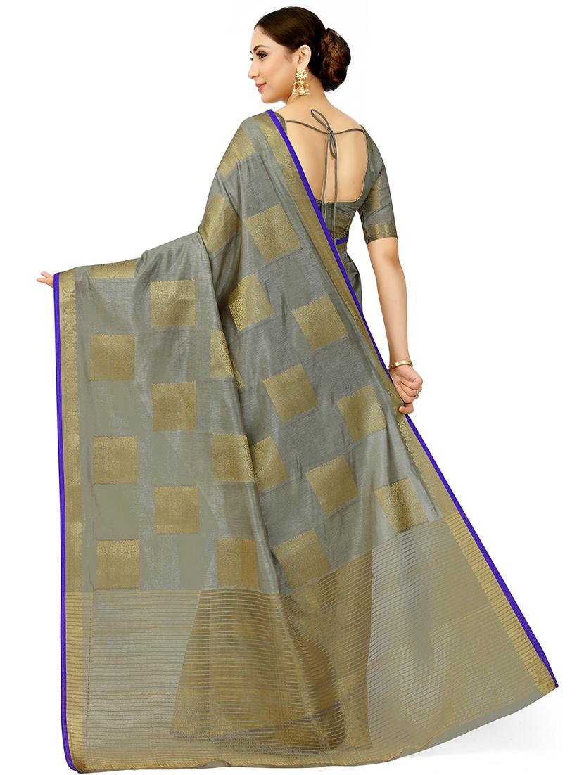 geometrical kanjivaram saree with blouse - 16699158 - Zoom Image - 2