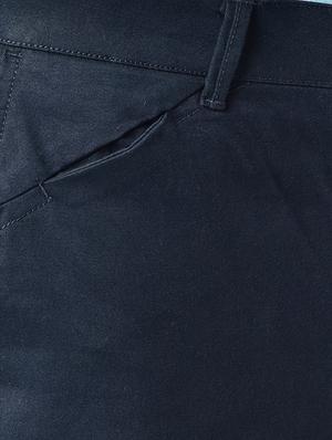 navy blue solid chinos - 16699275 - Standard Image - 5