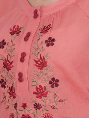 embroidered a-line kurti - 16699280 - Standard Image - 5