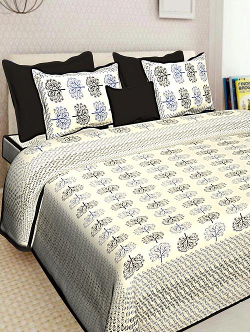 cotton printed king king size bed sheet with 2 pillow covers - 16699414 - Standard Image - 1