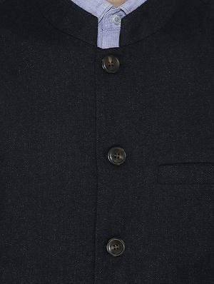 navy blue solid nehru jacket - 16699622 - Standard Image - 5