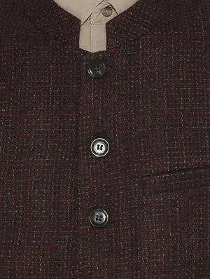 brown checkered nehru jacket - 16699623 - Standard Image - 5