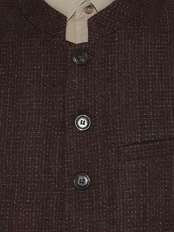 brown checkered nehru jacket - 16699623 - Zoom Image - 5