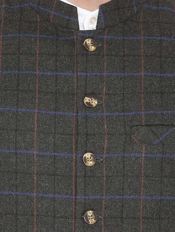 grey checkered nehru jacket - 16699633 - Zoom Image - 5