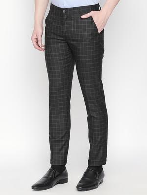 black checkered flat front formal trouser - 16699730 - Standard Image - 2