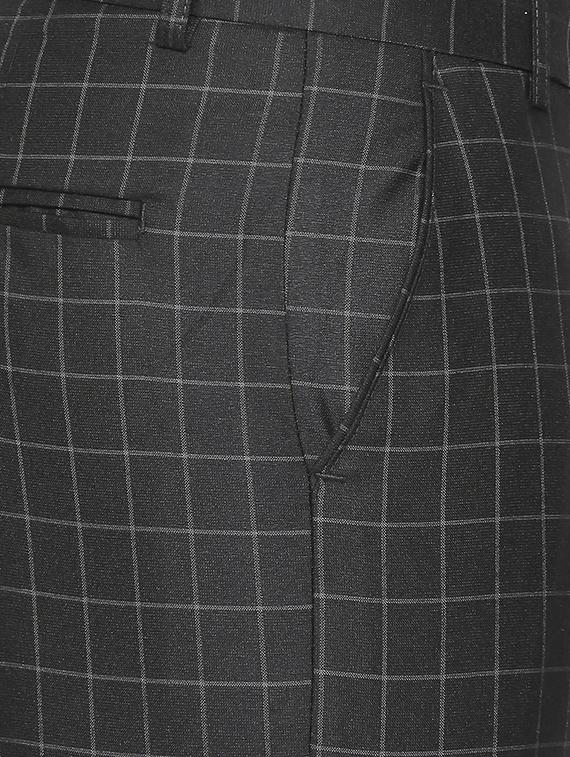 black checkered flat front formal trouser - 16699730 - Zoom Image - 5