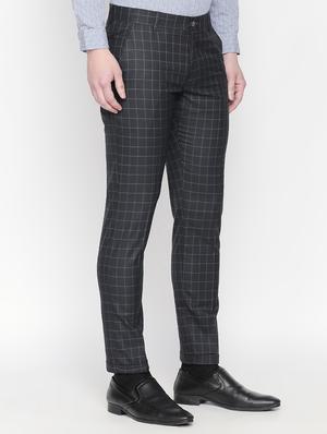 black checkered flat front formal trouser - 16699731 - Standard Image - 2