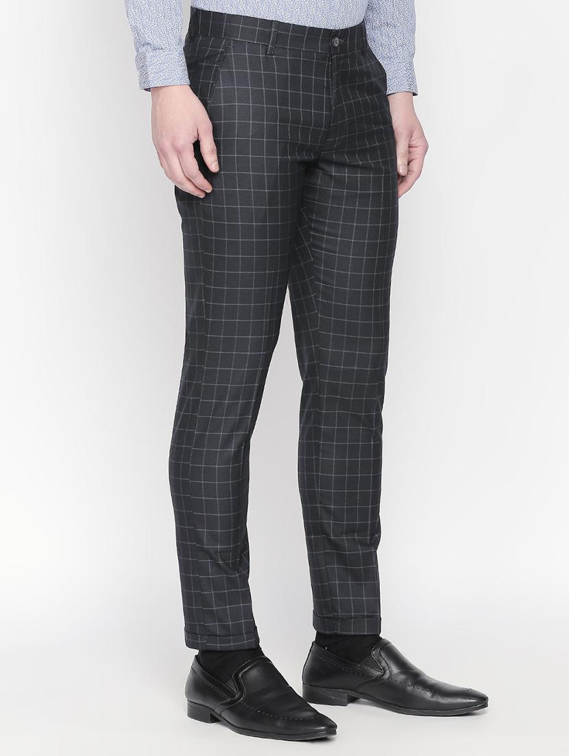 black checkered flat front formal trouser - 16699731 - Zoom Image - 2