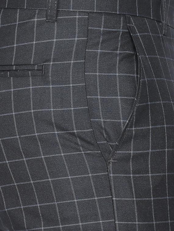 black checkered flat front formal trouser - 16699731 - Zoom Image - 5