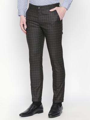 black checkered flat front formal trouser - 16699732 - Standard Image - 2